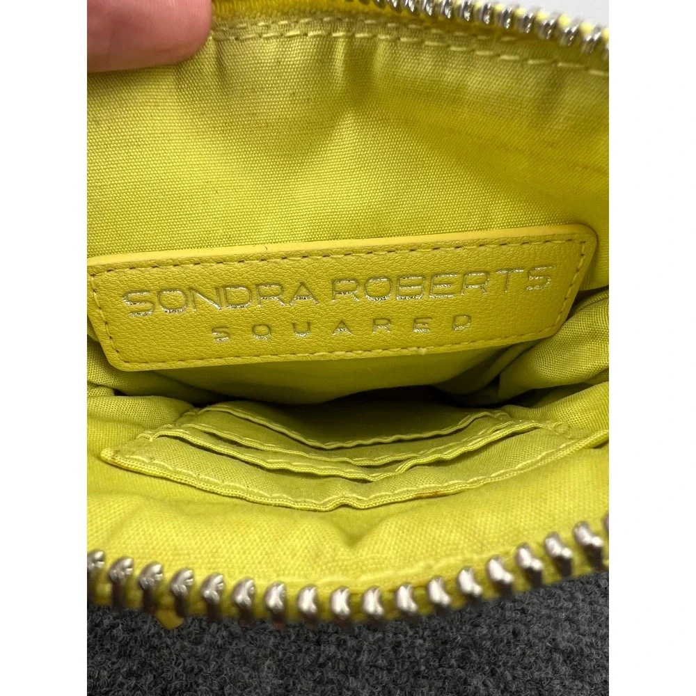 Sondra Roberts Squared Yellow Quilted Nylon Crossbody Phone Bag‎ Striped Strap